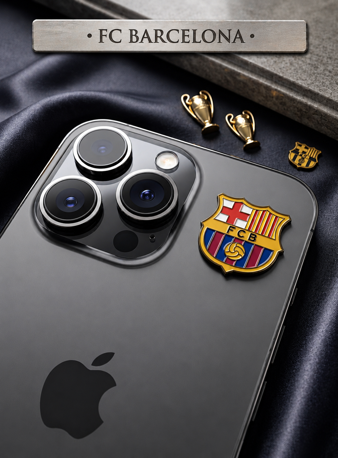 FC Barcelona FCB Logo 3D Metal Sticker with Adhesive Backing — Mobile Phone,Car, Laptop, or Wall Decor