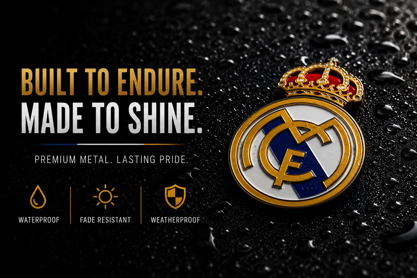 Real Madrid RM Logo 3D Metal Sticker with Adhesive Backing - Mobile Phone, Car, Laptop or Wall decor